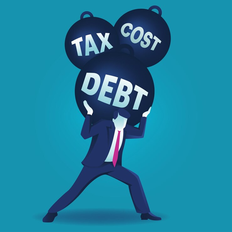 businessman-who-is-carrying-heavy-burden-debt-tax-cost-vector-illustration_42509-290